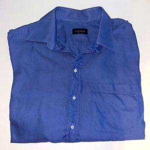 Canali long sleeve & collared shirt, in light navy blue & in size 43/17